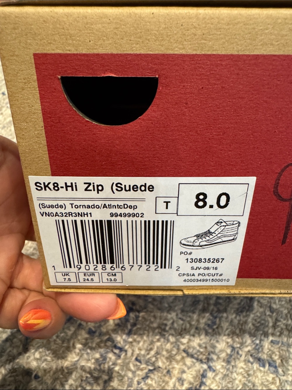 Vans SK8-Hi zip size 8 toddler brand nwt